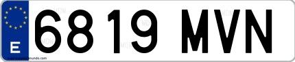 Ejemplo de matrícula española 6819 MVN