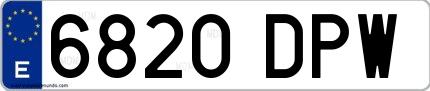 Ejemplo de matrícula española 6820 DPW