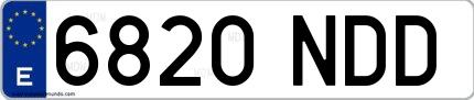 Ejemplo de matrícula española 6820 NDD