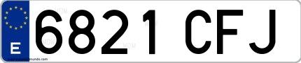 Ejemplo de matrícula española 6821 CFJ