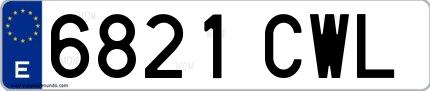 Ejemplo de matrícula española 6821 CWL