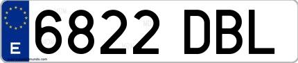 Ejemplo de matrícula española 6822 DBL