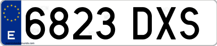 Ejemplo de matrícula de coche ordinaria 6823 DXS