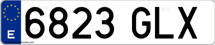 Ejemplo de matrícula de coche ordinaria 6823 GLX