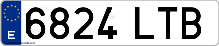 Ejemplo de matrícula de coche ordinaria 6824 LTB
