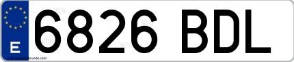 Ejemplo de matrícula española 6826 BDL