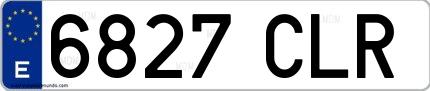 Ejemplo de matrícula española 6827 CLR