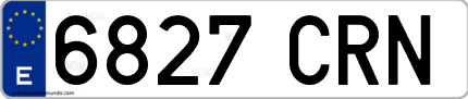 Ejemplo de matrícula de coche ordinaria 6827 CRN