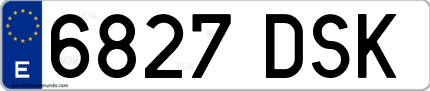 Ejemplo de matrícula de coche ordinaria 6827 DSK