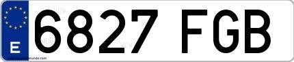 Ejemplo de matrícula española 6827 FGB
