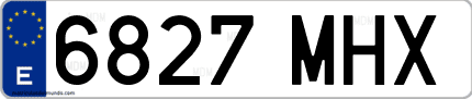Ejemplo de matrícula de coche ordinaria 6827 MHX