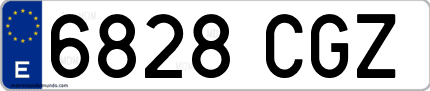 Ejemplo de matrícula de coche ordinaria 6828 CGZ