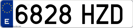 Ejemplo de matrícula de coche ordinaria 6828 HZD