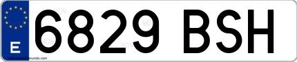 Ejemplo de matrícula española 6829 BSH