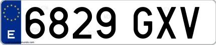 Ejemplo de matrícula española 6829 GXV