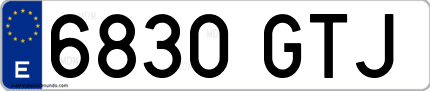 Ejemplo de matrícula de coche ordinaria 6830 GTJ