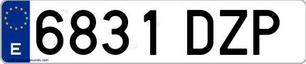 Ejemplo de matrícula española 6831 DZP