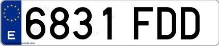 Ejemplo de matrícula española 6831 FDD
