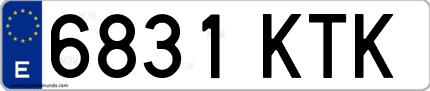 Ejemplo de matrícula de coche ordinaria 6831 KTK