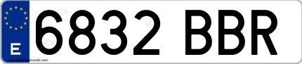 Ejemplo de matrícula española 6832 BBR