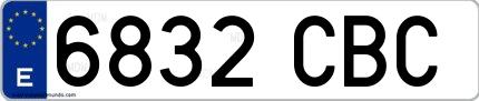 Ejemplo de matrícula española 6832 CBC