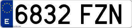 Ejemplo de matrícula de coche ordinaria 6832 FZN
