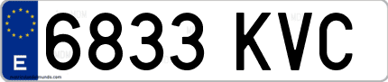 Ejemplo de matrícula de coche ordinaria 6833 KVC