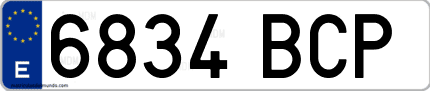 Ejemplo de matrícula de coche ordinaria 6834 BCP