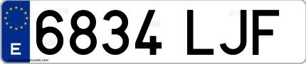 Ejemplo de matrícula española 6834 LJF