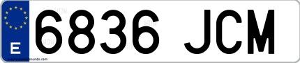 Ejemplo de matrícula española 6836 JCM