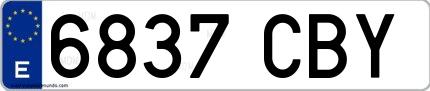 Ejemplo de matrícula española 6837 CBY