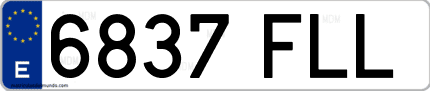 Ejemplo de matrícula de coche ordinaria 6837 FLL