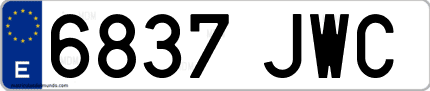 Ejemplo de matrícula de coche ordinaria 6837 JWC