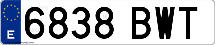 Ejemplo de matrícula de coche ordinaria 6838 BWT
