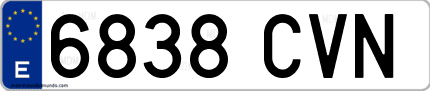 Ejemplo de matrícula de coche ordinaria 6838 CVN