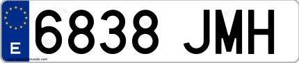 Ejemplo de matrícula española 6838 JMH