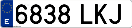 Ejemplo de matrícula de coche ordinaria 6838 LKJ
