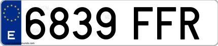Ejemplo de matrícula española 6839 FFR