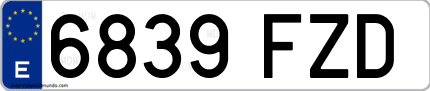 Ejemplo de matrícula de coche ordinaria 6839 FZD