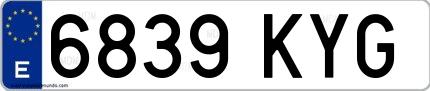 Ejemplo de matrícula española 6839 KYG