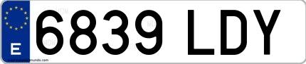 Ejemplo de matrícula española 6839 LDY