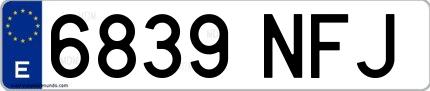 Ejemplo de matrícula española 6839 NFJ