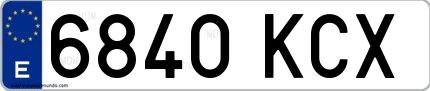 Ejemplo de matrícula española 6840 KCX