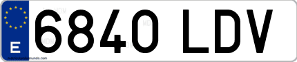 Ejemplo de matrícula de coche ordinaria 6840 LDV