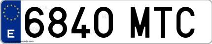 Ejemplo de matrícula española 6840 MTC