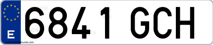 Ejemplo de matrícula de coche ordinaria 6841 GCH