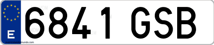 Ejemplo de matrícula de coche ordinaria 6841 GSB