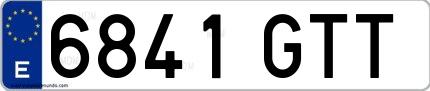 Ejemplo de matrícula española 6841 GTT