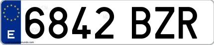 Ejemplo de matrícula española 6842 BZR