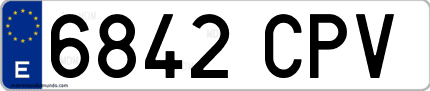 Ejemplo de matrícula de coche ordinaria 6842 CPV